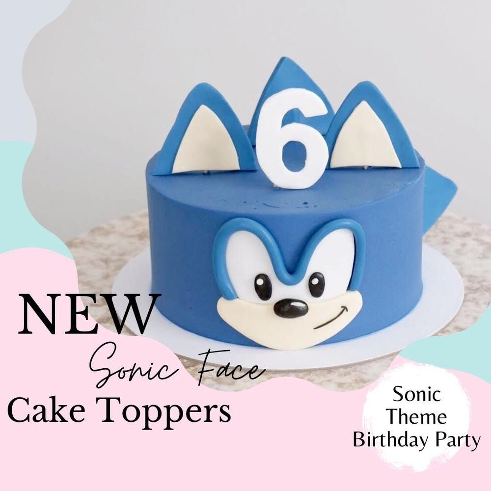 Blue hedgehog fondant birthday Cake Topper: Sonic Shadow Party